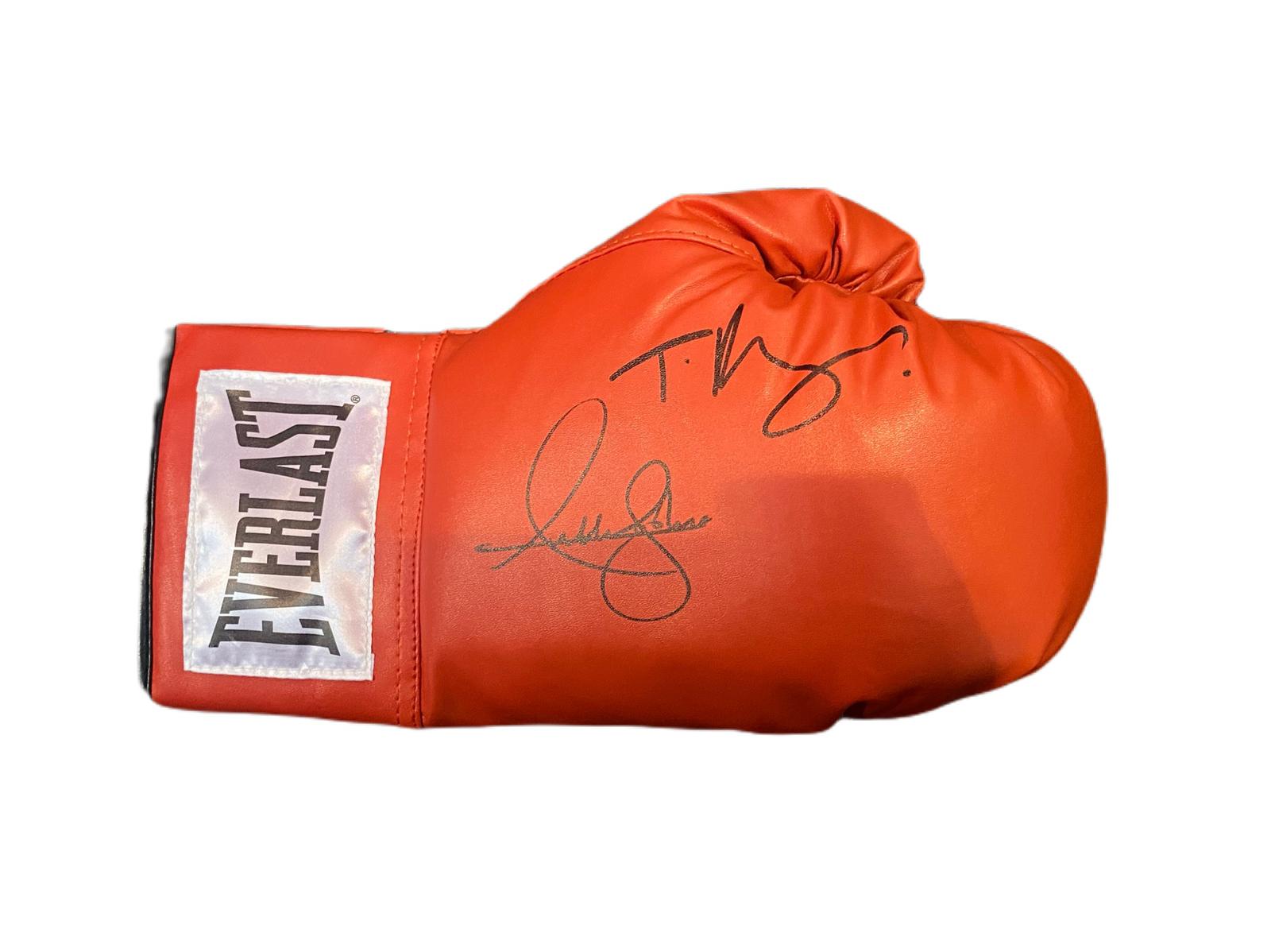 TYSON FURY & ANTHONY JOSHUA DUAL SIGNED RED EVERLAST GLOVE